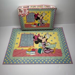 Vintage Disney Minnie Mouse ‘n Me Going To School 100pc Jigsaw Puzzle Jaymar Toy